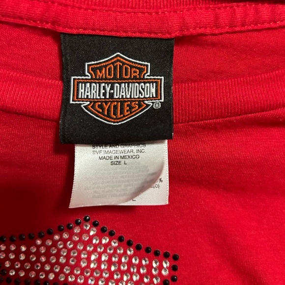 Vintage Y2k Harley Davidson Red Baby Tee. Women's size Large in good condition. - Picture 6 of 6